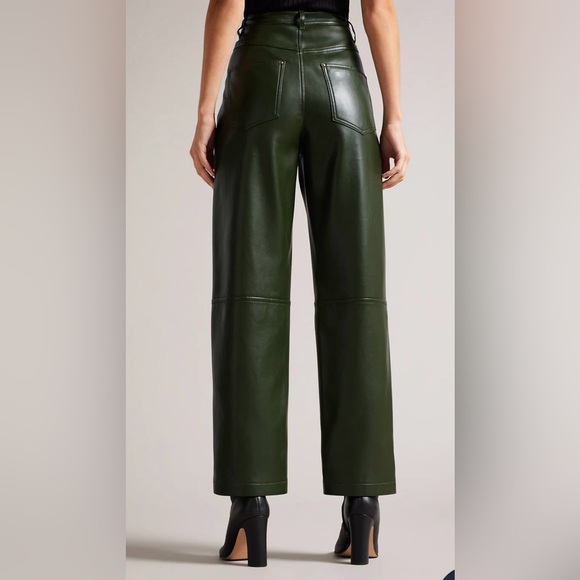 Ted Baker - Plaider Faux Leather Straight Leg Pants - Picture 3 of 9